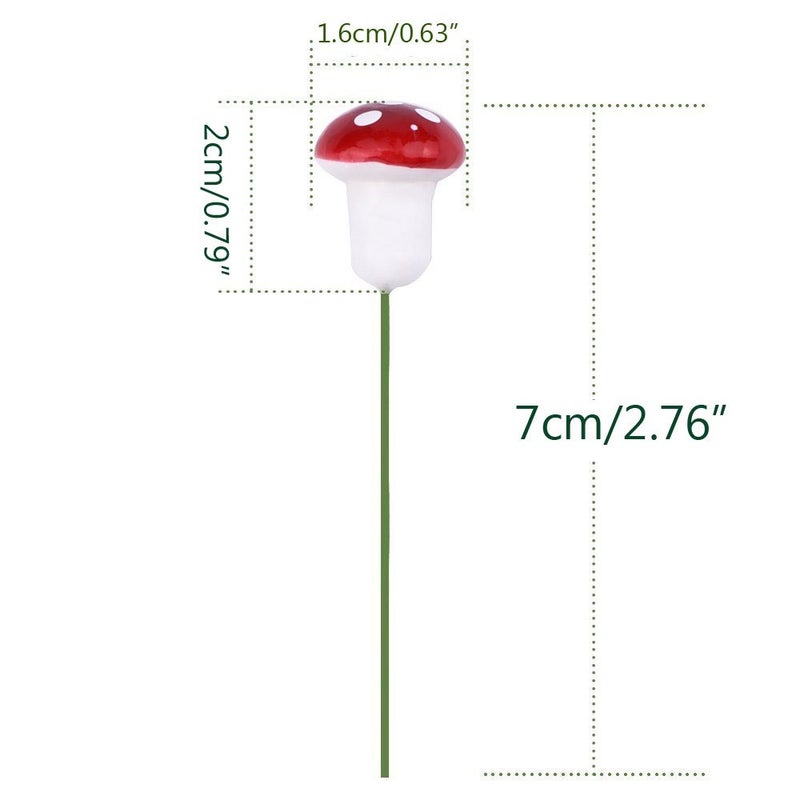 yueton Pack of 100 Mini Foam Mushroom for Garden Ornament Flower Pots Bonsai Micro Landscape Decor (Red) - Image 2